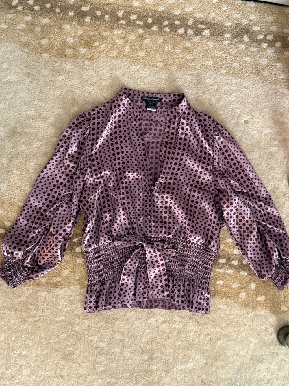 Simply Irresistible Mauve Pink Polka Dot Off-the-Shoulder Sweater